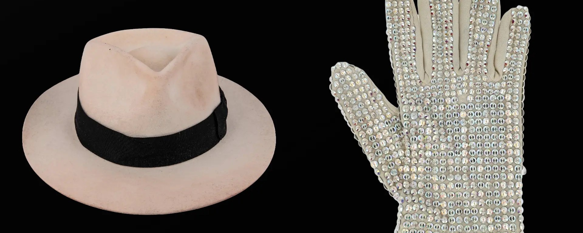 Michael Jackson’s stage-worn Swarovski crystal glove from the 1987-1989 Bad World Tour.