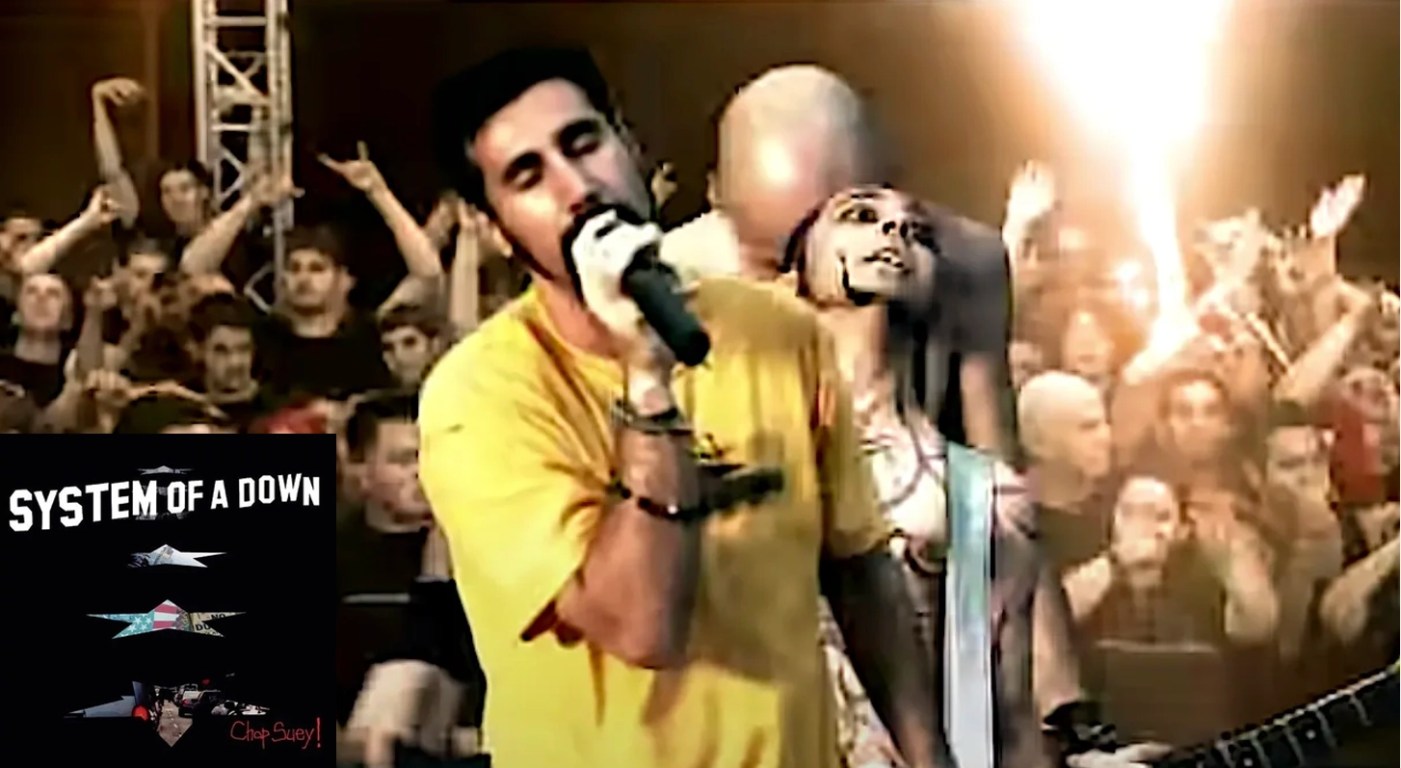 A still from Chop Suey's "System of a Down" music video (2001)