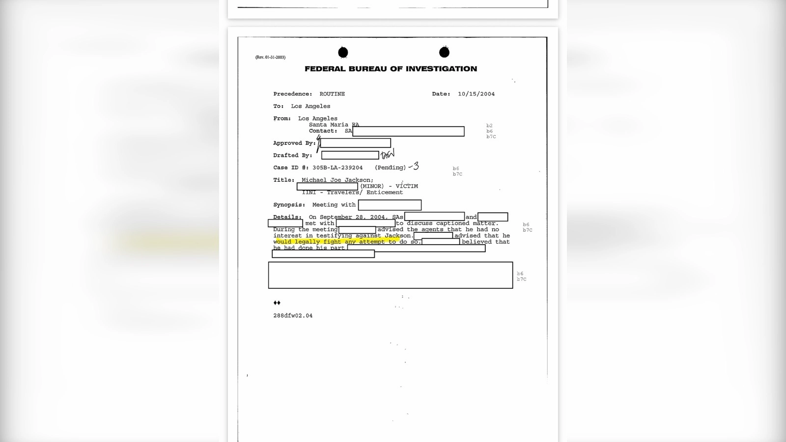 Part 7 of FBI's Michael Jackson Files