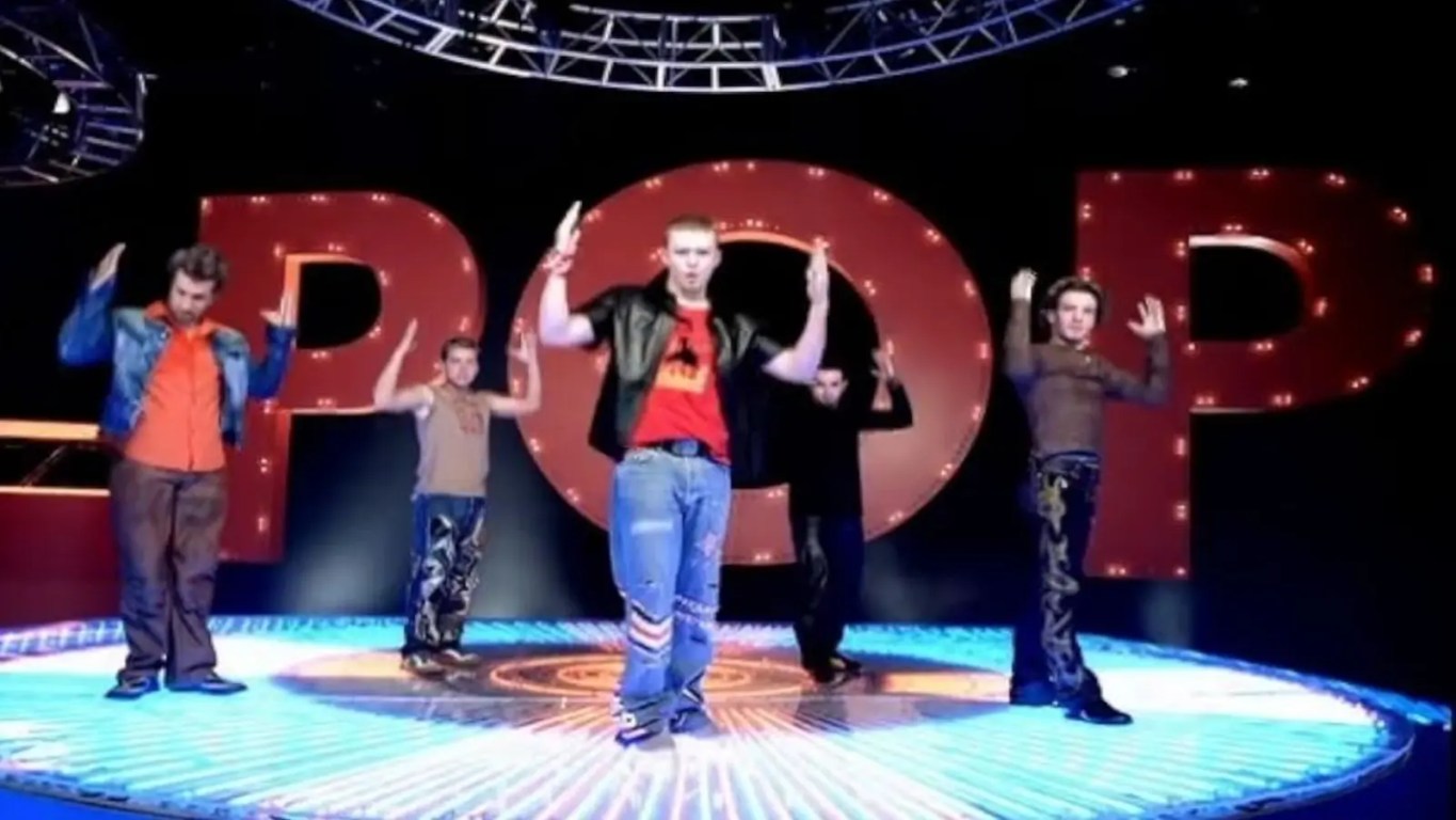 A still of NSYNC from their 2001 music video "Pop"