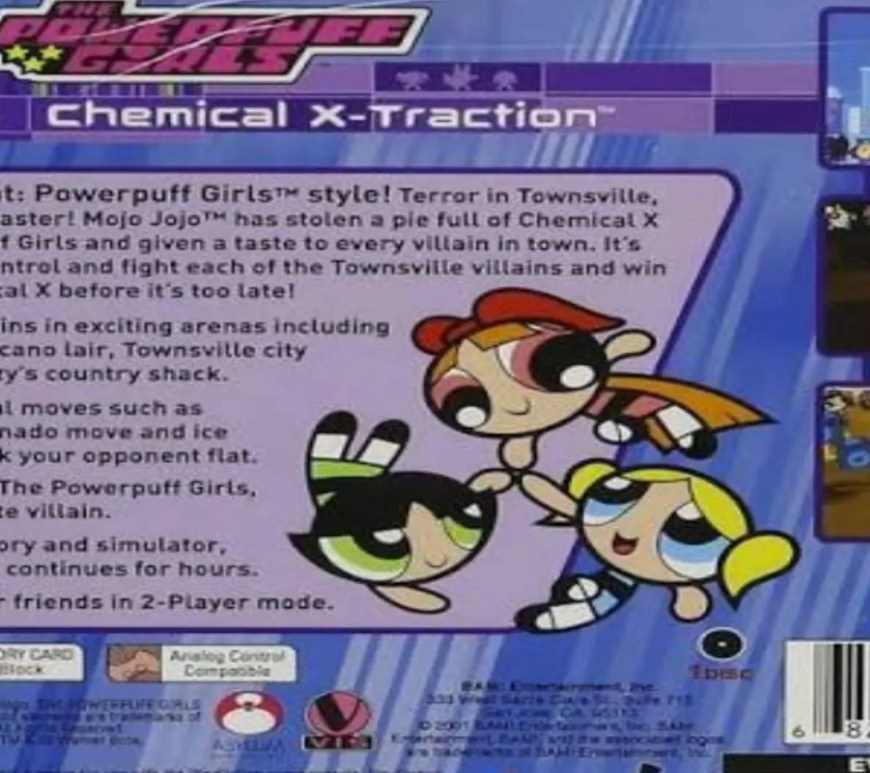 A crisp shot of the cover of The Powerpuff Girls: Chemical X-Traction (2001)