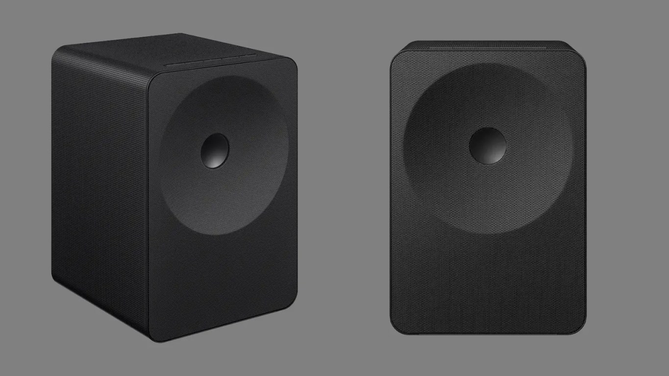 The sleek, matte white Samsung Music Studio 7 smart speaker showcasing the minimalist Bouroullec Dot Design against a grey background.