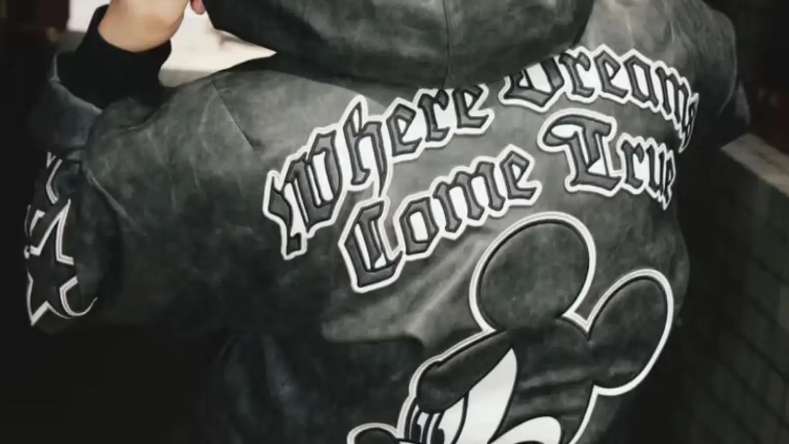 Adidas Drops Mickey Mouse Dreams Jacket: Synthetic Leather Streetwear with Oversized Disney Graphics