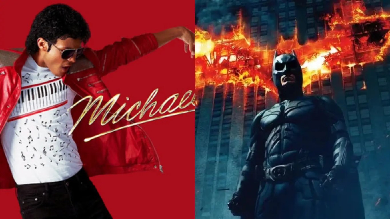 A poster side by side of Michael and The Dark Knight