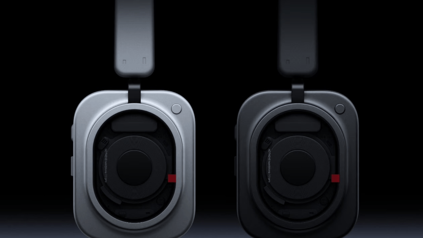 A look at the Nothing Headphones with a silver and black design