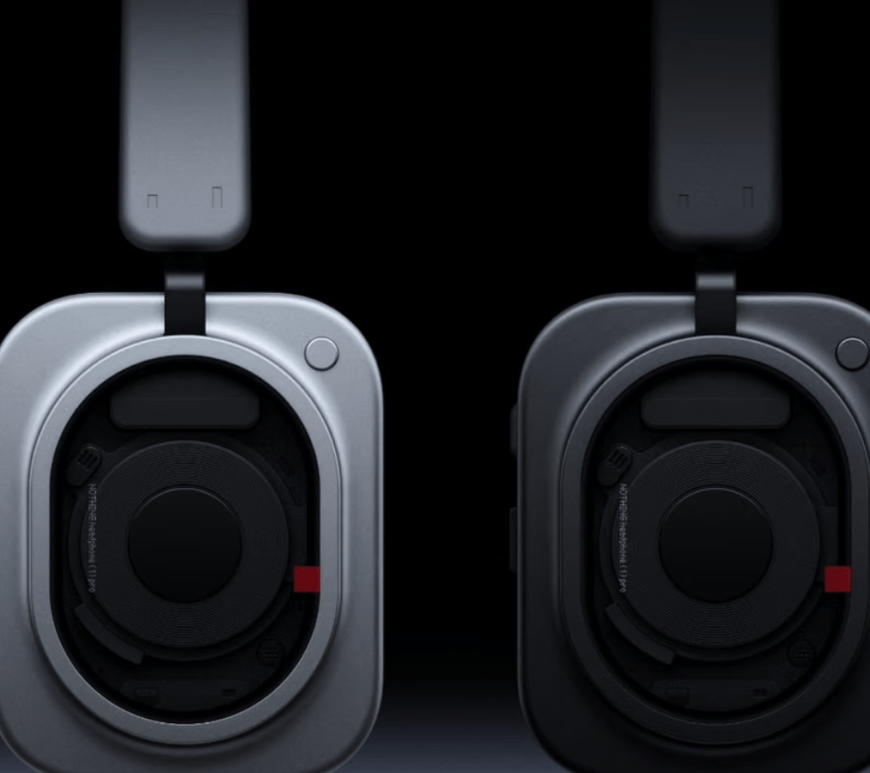 A look at the Nothing Headphones with a silver and black design